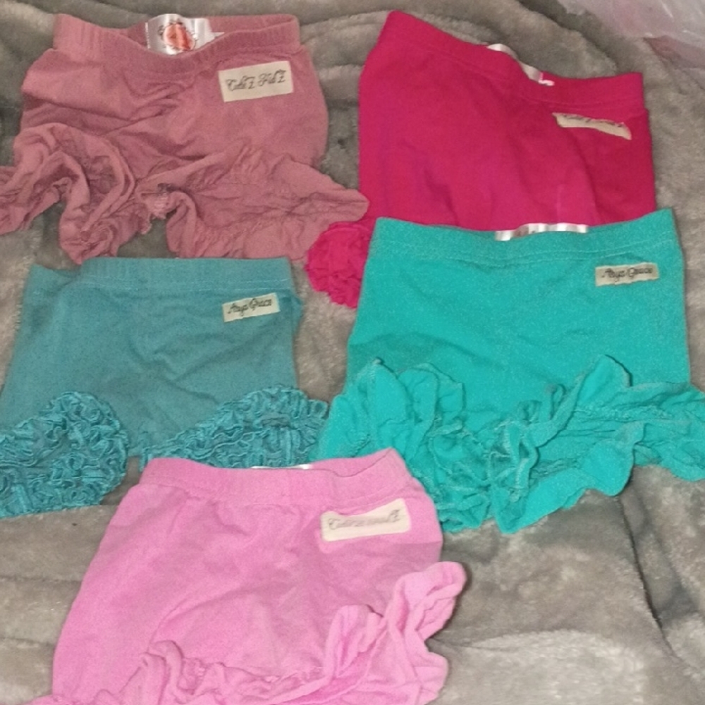 6 Pair Boutique Colorful Ruffled Baby Shorts Bundle